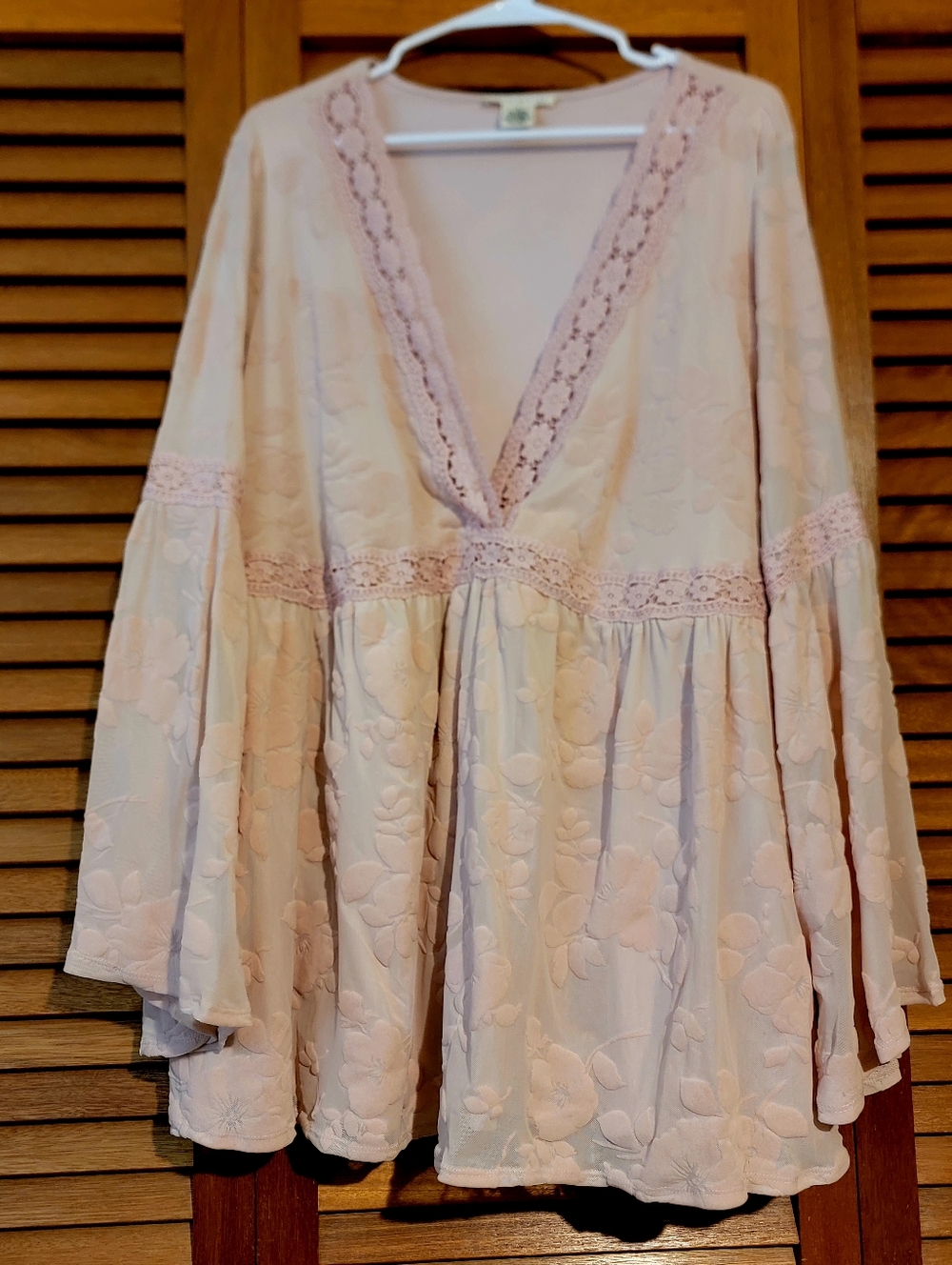 Women's Pink Lace-Trim Floral Babydoll Nightdress - Size 2X
